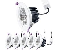 Spot LED encastré COB 6 pièces, 3 000 K-6 000 K, IRC 80, Globe oculaire, Finition déflectrice, antireflet, éclairage encastré Profond, 3 W, 5 W, 12 W, 18 W, 3 W, lumière Neutre