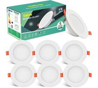 Spot LED encastré extra plat - ESTAMPILLE - 6W - 600 lm - Blanc froid - Angle 120° - 6000K - Lot de 6 - IP44 étanche