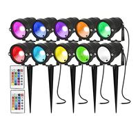Spot LED Extérieur avec Piquet RGB, Spot Projecteur LED Jardin Exterieur Piquet 12V Spot Exterieur avec Piquet de Terre 16 Couleurs 4 Modes Éclairage de Jardin avec Télécommande IP66 Étanche(10P)