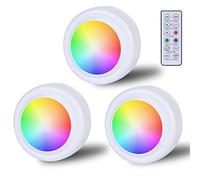 Spot LED RVB à piles avec télécommande, 16 changements de couleur, éclairage d'armoire, éclairage sous meuble à intensité variable, lampe tactile LED sans fil, minuterie et fonction mémoire, spot LED