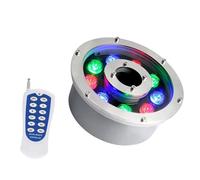 Spot LED sous Marin - Lumière LED Submersible, Éclairage D'étang À Trou Moyen Étanche IP68 12/24V, Lampe De Fonction d'eau À Changement De Couleur RVB avec Télécommande(9w(AC12V))
