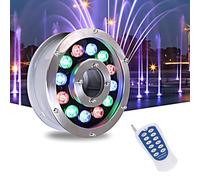 Spot LED sous Marin - Lumière LED Submersible, Éclairage D'étang À Trou Moyen Étanche IP68 12/24V, Lampe De Fonction d'eau À Changement De Couleur RVB avec Télécommande(12w(AC12V))