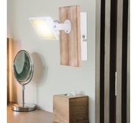 Spot LED spot verre métal bois blanc pivotant H 150 cm salon salle à manger