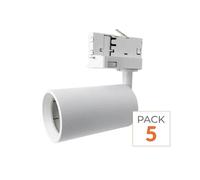 Spot LED sur Rail 80° Triphasé BLANC pour Ampoule GU10 - Pack de 5