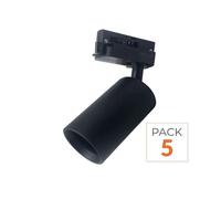 Spot LED sur rail 80° Triphasé NOIR pour ampoule GU10 - Pack de 5