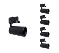 Spot LED sur rail 80° Triphasé NOIR pour ampoule GU10 - Pack de 5 - SILAMP