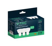 Spot LED V-TAC - GU10 - IP20 - Blanc - 6 W - 445 lumens - 6500 K - Lot de 3