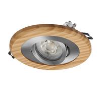 Spot LED Wood GU10 Bright 4,5 W Nickel satiné Bois, Aspect Bois, Aluminium, Combinaison de matériaux naturels, Lot de 3