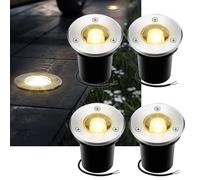 Spot Lights,4pcs LED Beam Spotlight, 12V/85-265V Aluminum Tempered Glass Inground Lamp,Underground Recessed Inground Light, For Garden Landscape Pathway(Blue,12v(3w))
