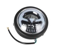 Spot longue Portée Moto Phare Avant LED Vintage 6,3 Pouces Pour Sporter Softail Choppers Cafe Racer, Feux De Route Et Croisement(White light)