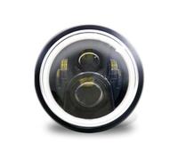 Spot longue Portée Moto Support De Phare 7 Pouces Pour Moto Cafe Racer, Rond Noir À LED,5 Avec Feux Route/croisement(BLACK1)