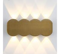 Spot-lumière LED, 8 illuminez Le Haut de l'éclairage Light Gold, Le Porche Mural extérieur Clair, Les Lampes de Montage Mural extérieures pour la Villa Courtyard Foyer (Or, lumière Naturelle)