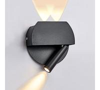 Spot-lumière LED, application murale à LED lampe murale de lecture de chevet noir avec interrupteur caché, lecture rotative 3W + 3W 3000k en haut du luminaire mural câblé, couloir de chambre à coucher