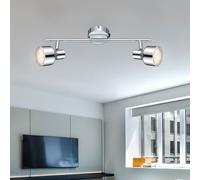 Spot Lumière Plafonnier 2 Flammes Spots Mobiles Chrome Clair LED