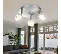 Spot Lumière Plafonnier Spot Rond LED Projecteur Orientable 3 Flammes Chrome