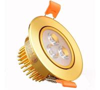 Spot lumineux LED encastrable for le plafond, robuste, 3W, panneau rond doré, coupe-feu, économie d'énergie, trou découpé de 75mm(Warm Light)