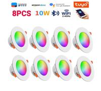 Spot Lumineux LED Encastrable Rond avec Bluetooth,Lumière à Intensité Réglable,110/220V,pour Alexa et Google Home,1 à 15 Pièces - Type 8PCS