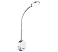 Spot mural applique en verre chromé Flexospot applique murale orientable chambre, aluminium, 1x LED 6W blanc chaud, LxPxH 30x9x51 cm