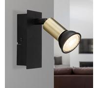 Spot Mural Applique Lampe Projecteur Mobile Métal Noir Or GU10 Couloir
