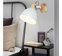Applique liseuse lampe de salon applique murale lampe de chambre orientable, métal aspect bois blanc, 1x E27, LxH 15 x 18,5 cm