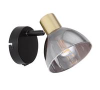 Spot mural avec interrupteur Applique murale verre bronze Spot mobile, métal noir, 1x E14, LxHxP 11x11,5x15 cm
