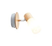 BRILLIANT lampe Babsan applique murale bois clair/blanc | 1x C35, E14, 3,5W, adapté aux lampes à bougie (non incluses) | Échelle A ++ à E | Tête pivotante