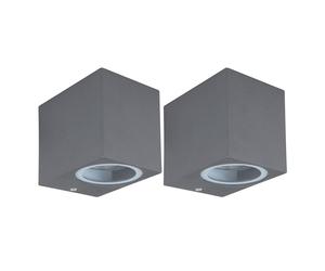 Spot mural extérieur Porte d'entrée Lampe de façade anthracite Applique pour votre terrasse, télécommande dimmable changement de couleur, 1x RGB LED 3,5W, LxH 6x8,1 cm, set de 2 pièces