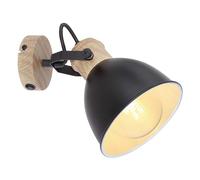 Spot mural lampe de lecture mobile aspect bois noir brun H 185 mm