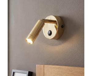 Spot mural LED en métal doré salon chambre à coucher bureau H:11 cm 3 W avec interrupteur réglable de manière flexible élégant Applique murale moderne couloir PASA