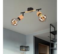 Spot Mural Luminaire Sportif Lampe de Salon Mobile Bois Clair Noir Mat L 30cm