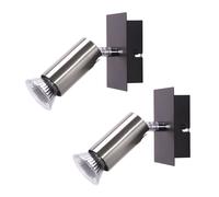 Spot mural orientable Applique murale chambre à coucher Applique murale salon, métal argenté noir, 1x GU10, l x h 10 x 9 cm, lot de 2