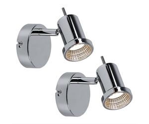 Spot mural orientable LED applique murale chrome spot lampe de lit chambre, 5W 400lm blanc chaud, lot de 2
