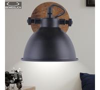 Spot mural pour chambre à coucher, chambre d'amis, lampe en bois réglable, noir LeuchtenDirekt