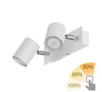 Spot mural WAIKA à deux flammes avec interrupteur blanc mat incl. LED GU10 [EEK: G]