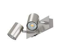 ledscom.de Spot mural WAIKA, à deux flammes, avec interrupteur, inox mat, incl. LED GU10 (blanc, 8,2W chacun, 1179lm, 33°)