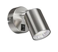 Spot mural WAIKA à une flamme avec interrupteur GU10 chromé mat, ampoule LED [EEK: E]