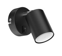 Spot mural WAIKA à une flamme avec interrupteur GU10 noir mat incl. LED GU10 [EEK: F]