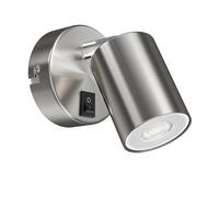 Spot mural WAIKA à une flamme, avec interrupteur, inox mat, incl. LED GU10