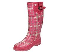 Spot On Bottes en caoutchouc à imprimé tartan pour femme, rose fuchsia, 41 EU