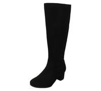 Spot On Bottes Mi-Mollet Noir Crocodile à Semelle Large Talon Mi