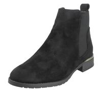 Spot On Bottines à Talon Bas Large Élastique Fermeture Zip Noir - F5R1195