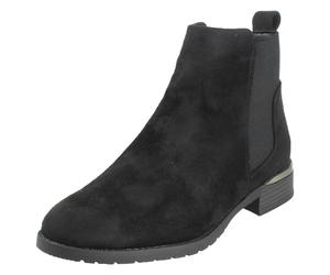Spot On Bottines à Talon Bas Large Élastique Fermeture Zip Noir - F5R1195