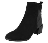 Spot On Bottines À Talon Bloc 5cm Noires Fermeture Zip En Microfibre