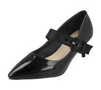 Spot On Chaussures à boucle épaisse pour femme F90059 - Noir synthétique verni - Taille UK 6 - Taille EU 39 - Taille US 8