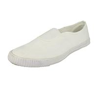 Spot On Chaussures à enfiler pour enfants garçons filles noir blanc soufflet Plimsolls, blanc, 31 EU