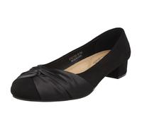 Spot On Chaussures Talon Large Large Bout Court Satin Nœud Noir Marine 'F9R0150'