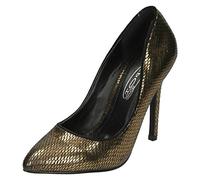 Spot On Escarpins à talon haut et bout pointu pour femme Motif serpent, Brun bronze., 39 EU