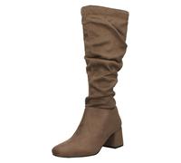 Spot On Femmes Ruché Mi Bloc Bottes Hauteur Genou Talon F5R1242