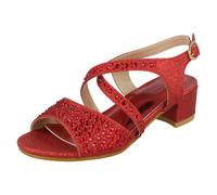 Spot On Filles Mi Talon Sandales Strass - H1R105