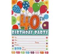 Spot on Gifts - Invitations, 40e anniversaire pack de 20 - carton SG25719 (taille unique) (Coloré)